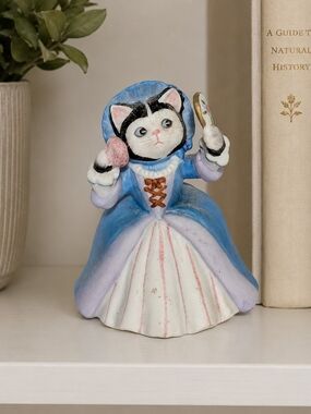 Kitty Cucumber Ellie Cat Figurine 1990 Blue Victorian Dress Vintage Collectible